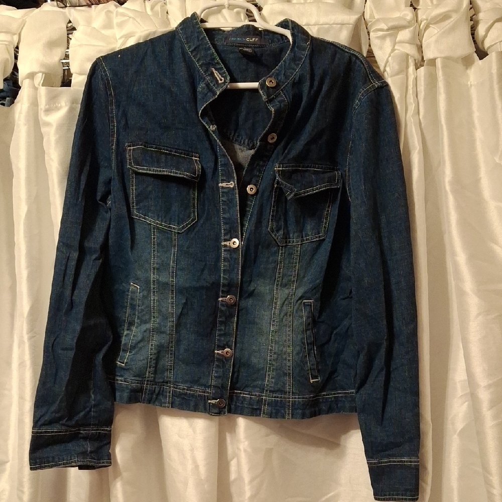 French Cuff Dark Blue Jean Jacket